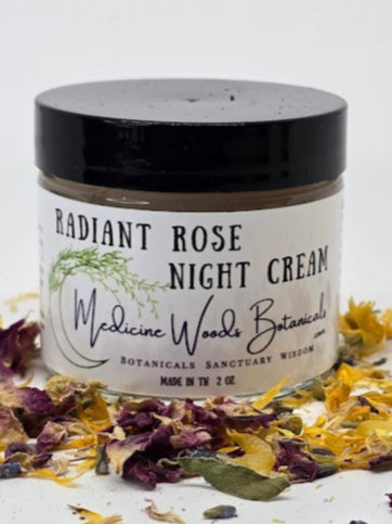 A rich moisturizing and calming rose night cream with chamomile and lavender.