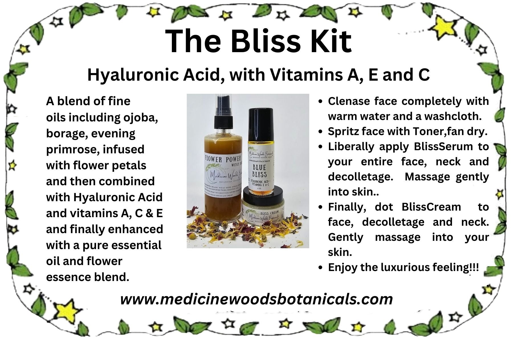 An all-natural calming and cleansing, antioxidant-rich facial care set with hyaluronic acid