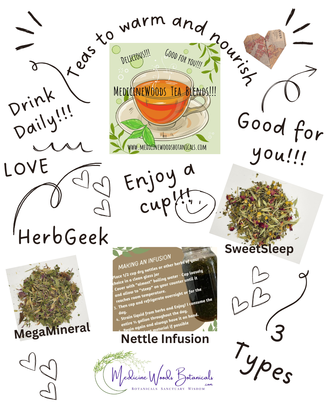 Nourishing Herbal Teas - Oats, Stinging Nettle, Clover