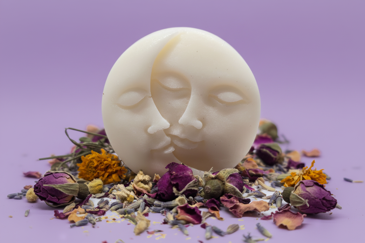 Bliss Goat Milk Soap with flowers and lavender background