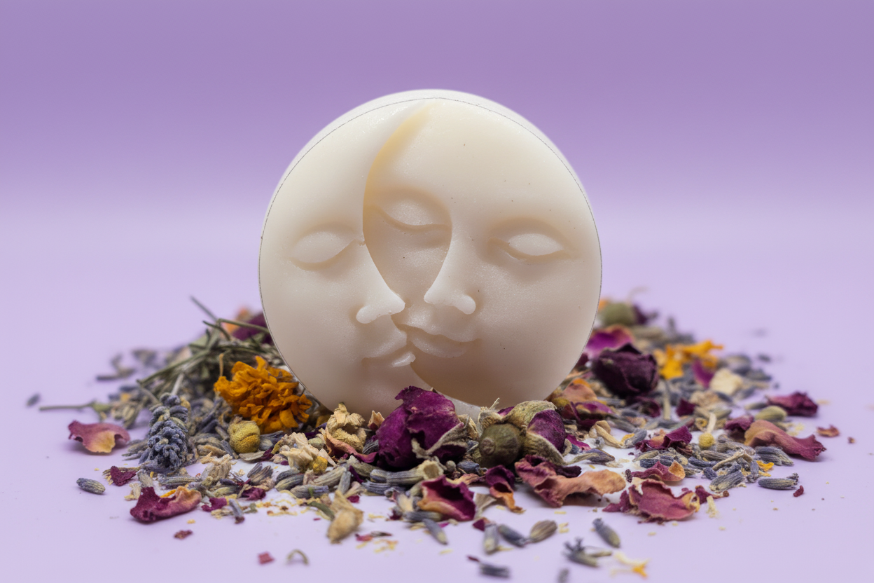 Bliss Goat Milk Soap with lavender background and sharp edges