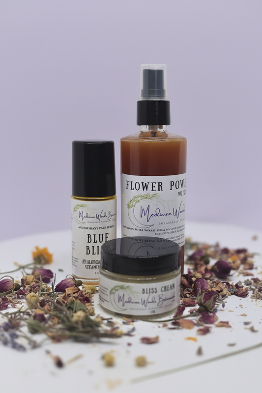 Bliss product stack with lavender background