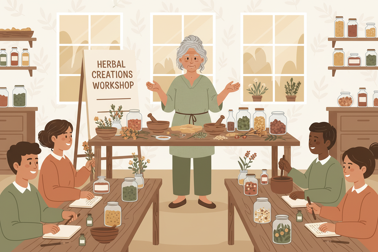 Graphic illustration of herbal class