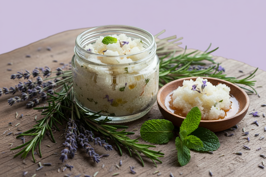 Product with lavender backdrop